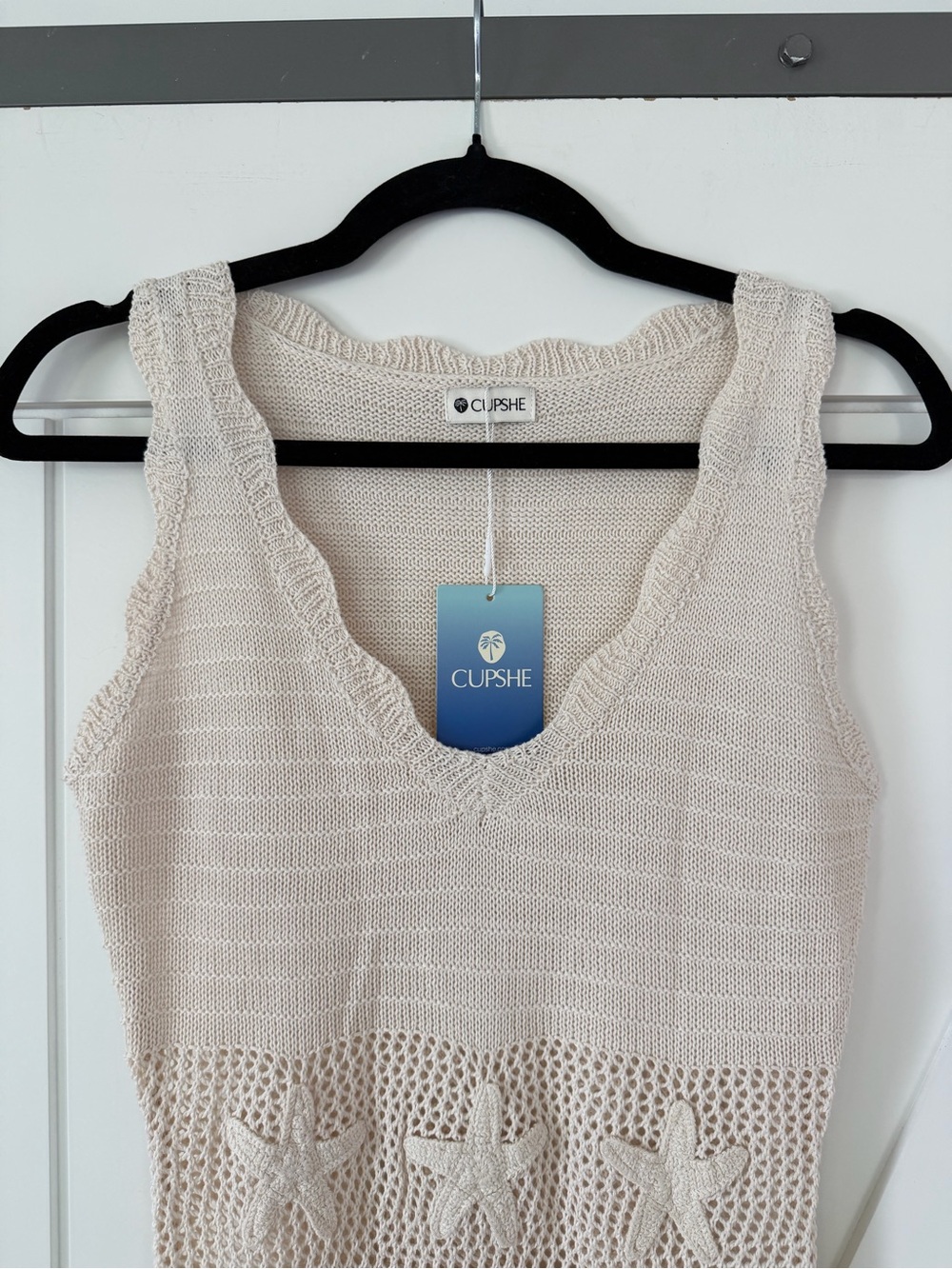 Cupshe Starfish Beige Crochet Cover-Up Mini Dress - Picture 4 of 8